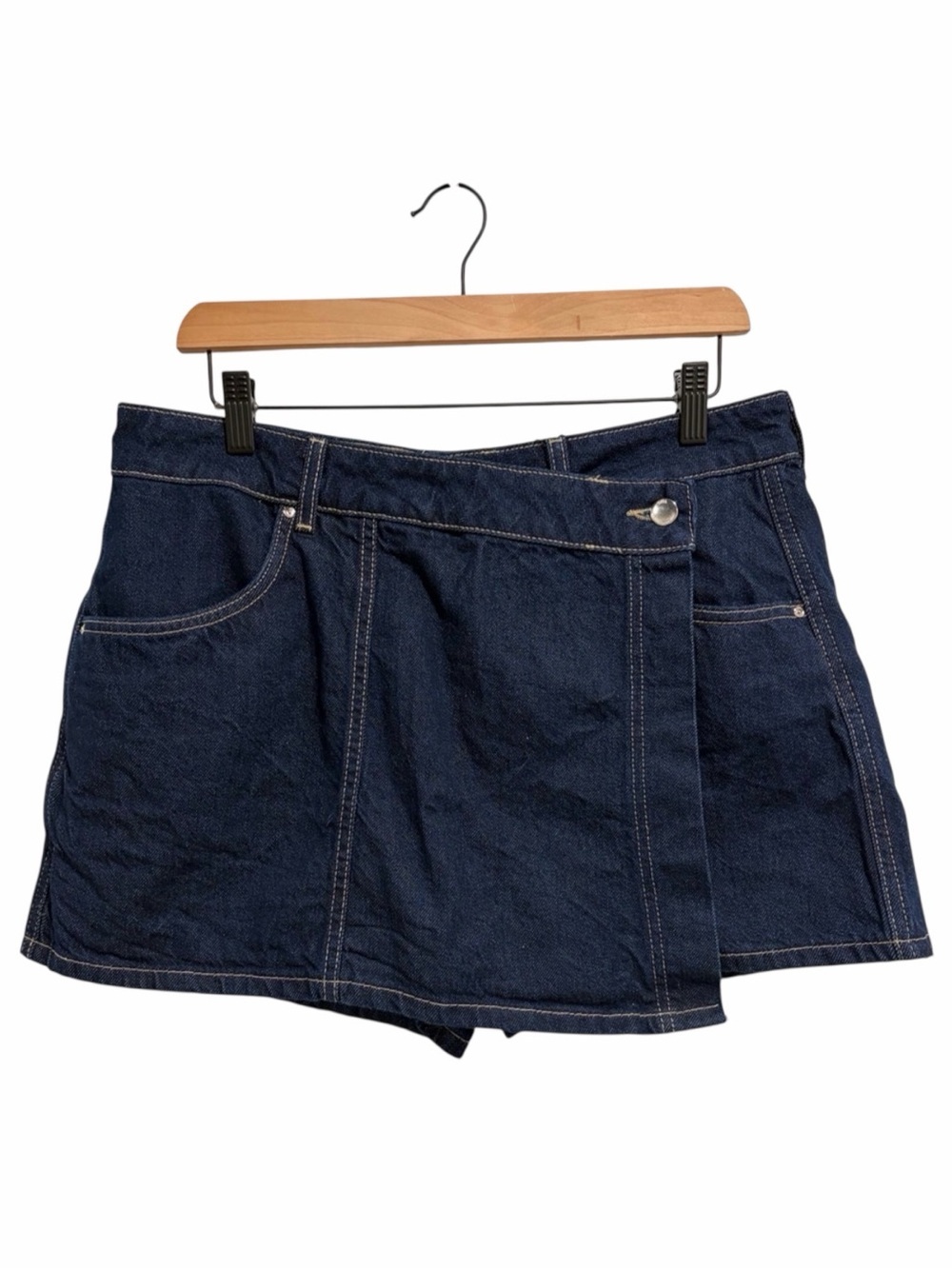 Zara Dark Wrap Denim Skort Large NWT